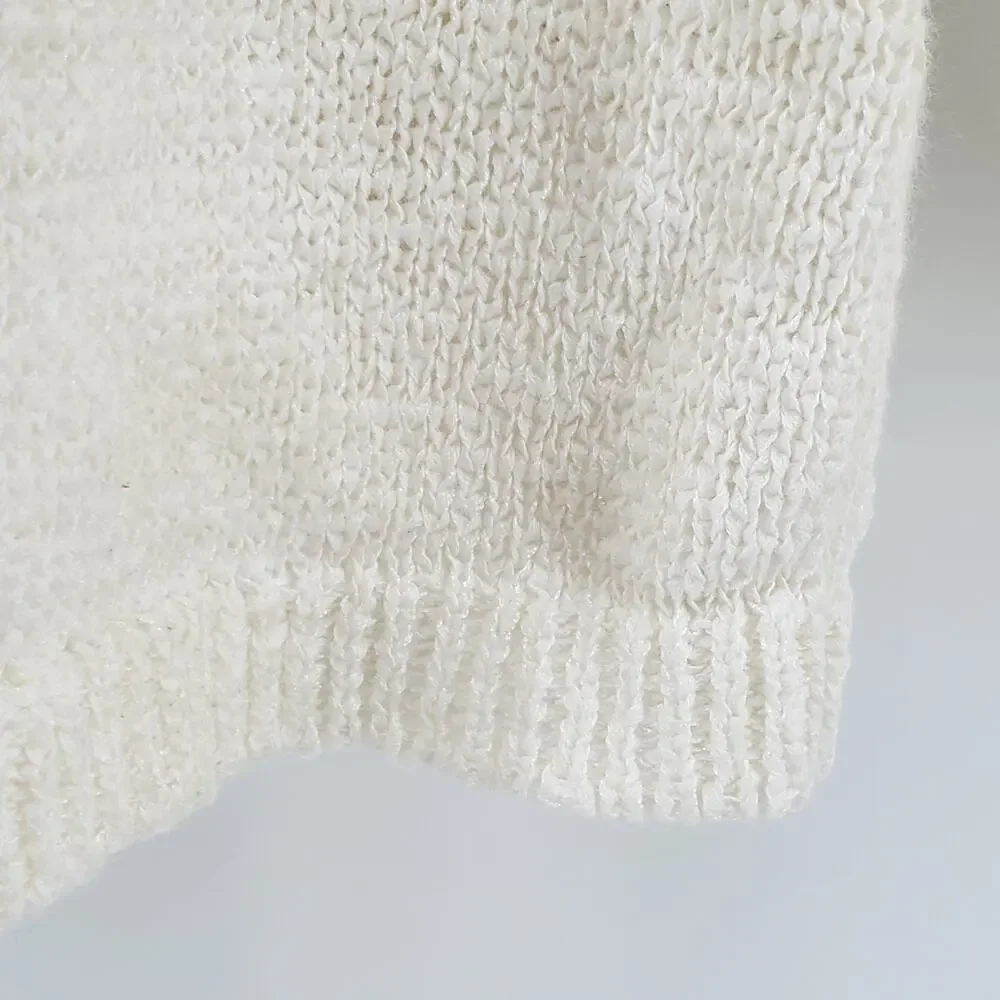 Rachel Zoe Womens Karla Open Cream Lace Knit Stretchy Cotton Blend Sweater| XL - Picture 12 of 12